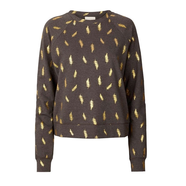 Winnie Sweater Grey Gold Feather