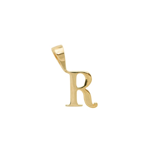 Initial Necklace Charm R Silver Goldplated