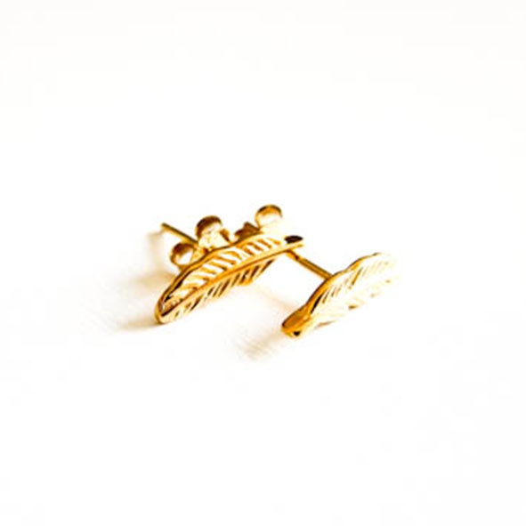 Feder Ohrstecker Gold