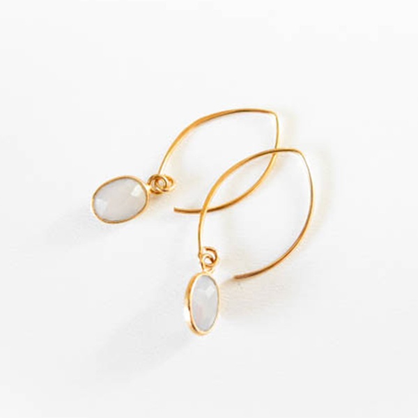 Creolen Oval Taupe Achat Gold