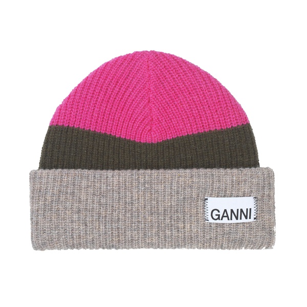 Ganni Knit Hat Multicolor Hot Pink