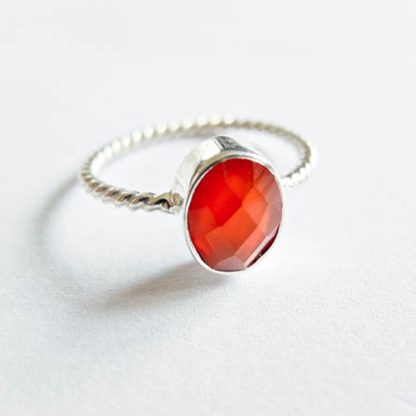 Ring Karneol Orange Silber
