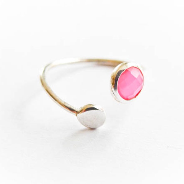 Ring Double Point Pink Silber