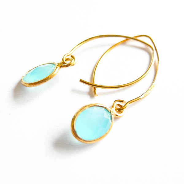 Creolen Oval Chalcedony Aqua Gold